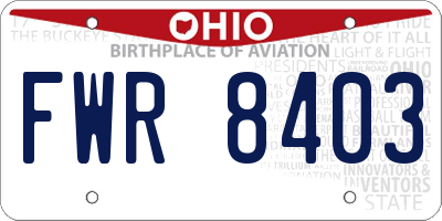 OH license plate FWR8403