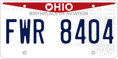 OH license plate FWR8404