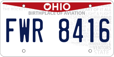 OH license plate FWR8416