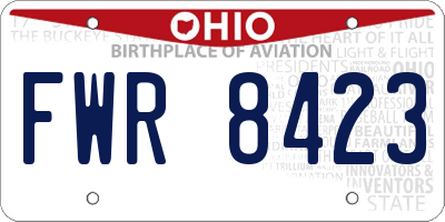 OH license plate FWR8423