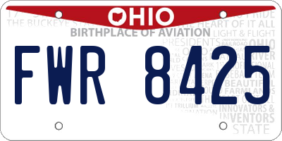OH license plate FWR8425