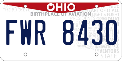 OH license plate FWR8430