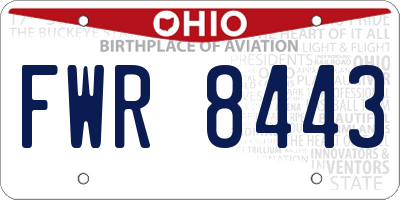 OH license plate FWR8443