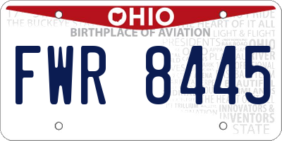 OH license plate FWR8445