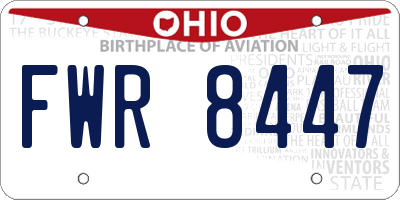 OH license plate FWR8447