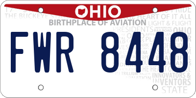 OH license plate FWR8448