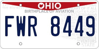 OH license plate FWR8449