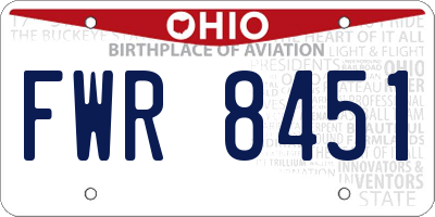 OH license plate FWR8451
