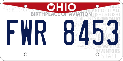 OH license plate FWR8453