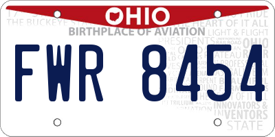 OH license plate FWR8454