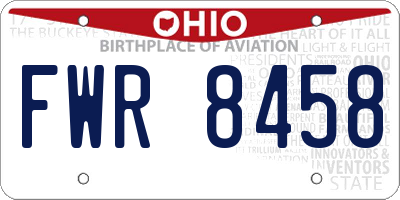 OH license plate FWR8458