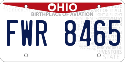 OH license plate FWR8465