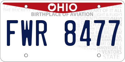 OH license plate FWR8477