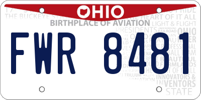 OH license plate FWR8481