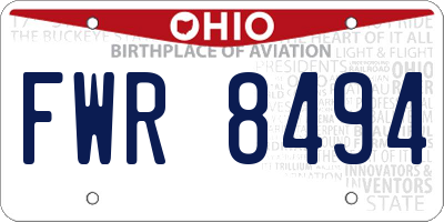 OH license plate FWR8494