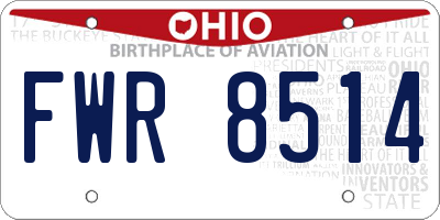 OH license plate FWR8514