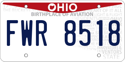 OH license plate FWR8518