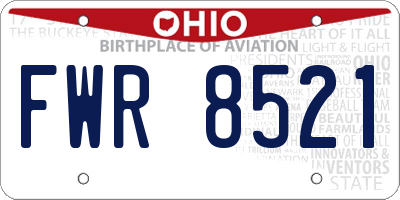 OH license plate FWR8521