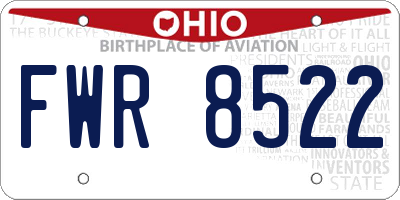 OH license plate FWR8522