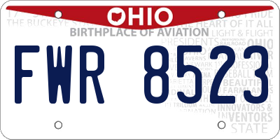 OH license plate FWR8523