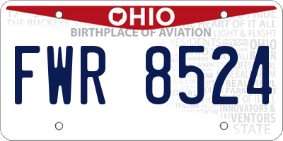 OH license plate FWR8524