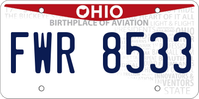 OH license plate FWR8533
