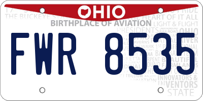 OH license plate FWR8535