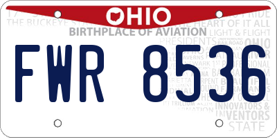 OH license plate FWR8536