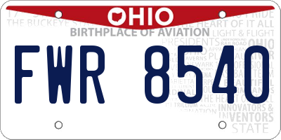 OH license plate FWR8540