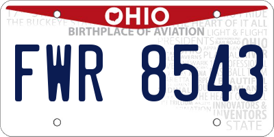 OH license plate FWR8543