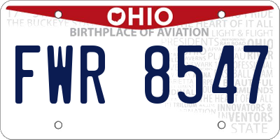 OH license plate FWR8547