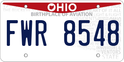 OH license plate FWR8548