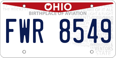 OH license plate FWR8549