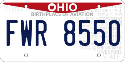 OH license plate FWR8550