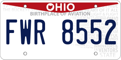OH license plate FWR8552