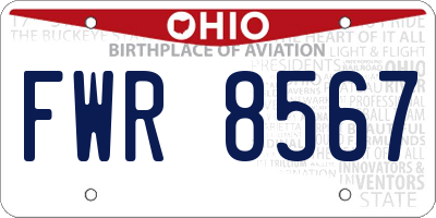 OH license plate FWR8567