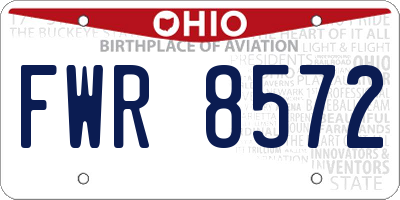 OH license plate FWR8572
