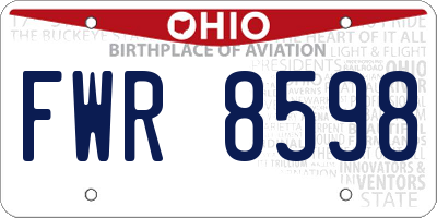 OH license plate FWR8598