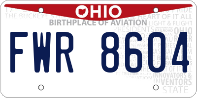 OH license plate FWR8604