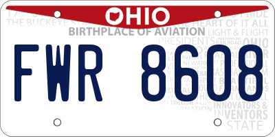 OH license plate FWR8608