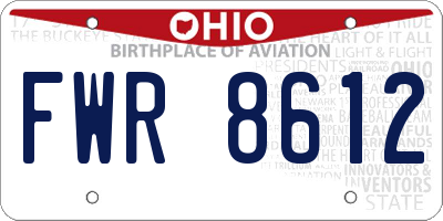OH license plate FWR8612