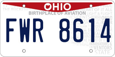 OH license plate FWR8614