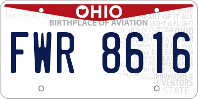 OH license plate FWR8616