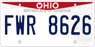OH license plate FWR8626