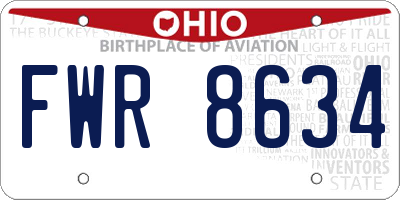 OH license plate FWR8634