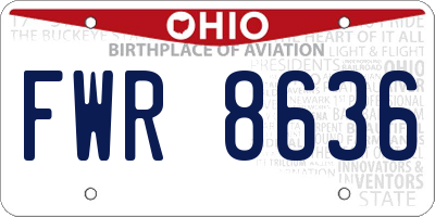 OH license plate FWR8636