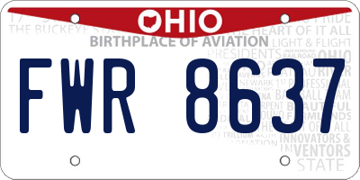 OH license plate FWR8637