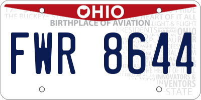 OH license plate FWR8644