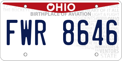 OH license plate FWR8646