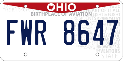 OH license plate FWR8647